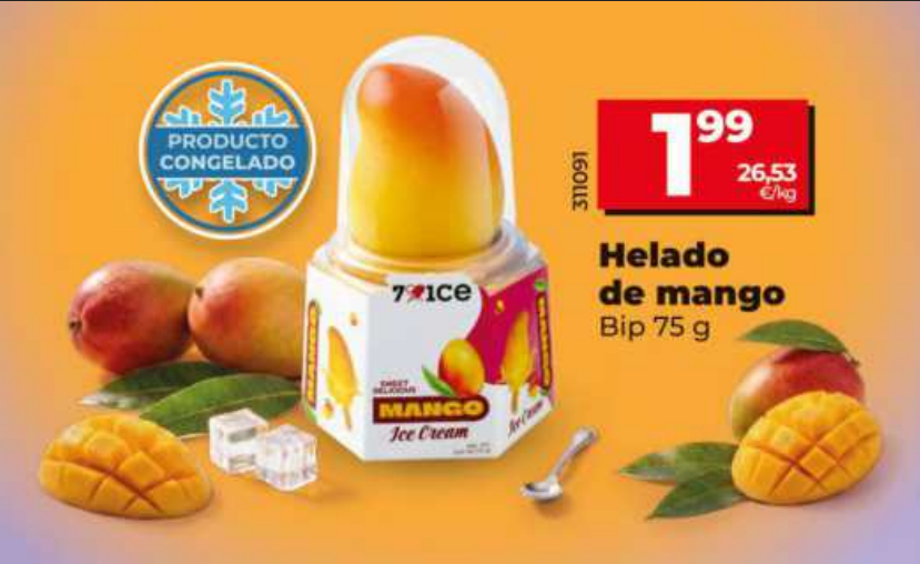 un delicioso helado de mango por menos de 2 euros para combatir el calor