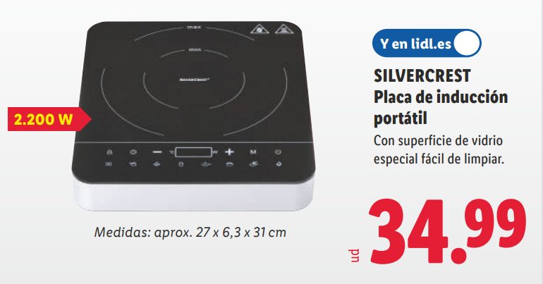 La placa de inducción portátil de Lidl por 34,99 €