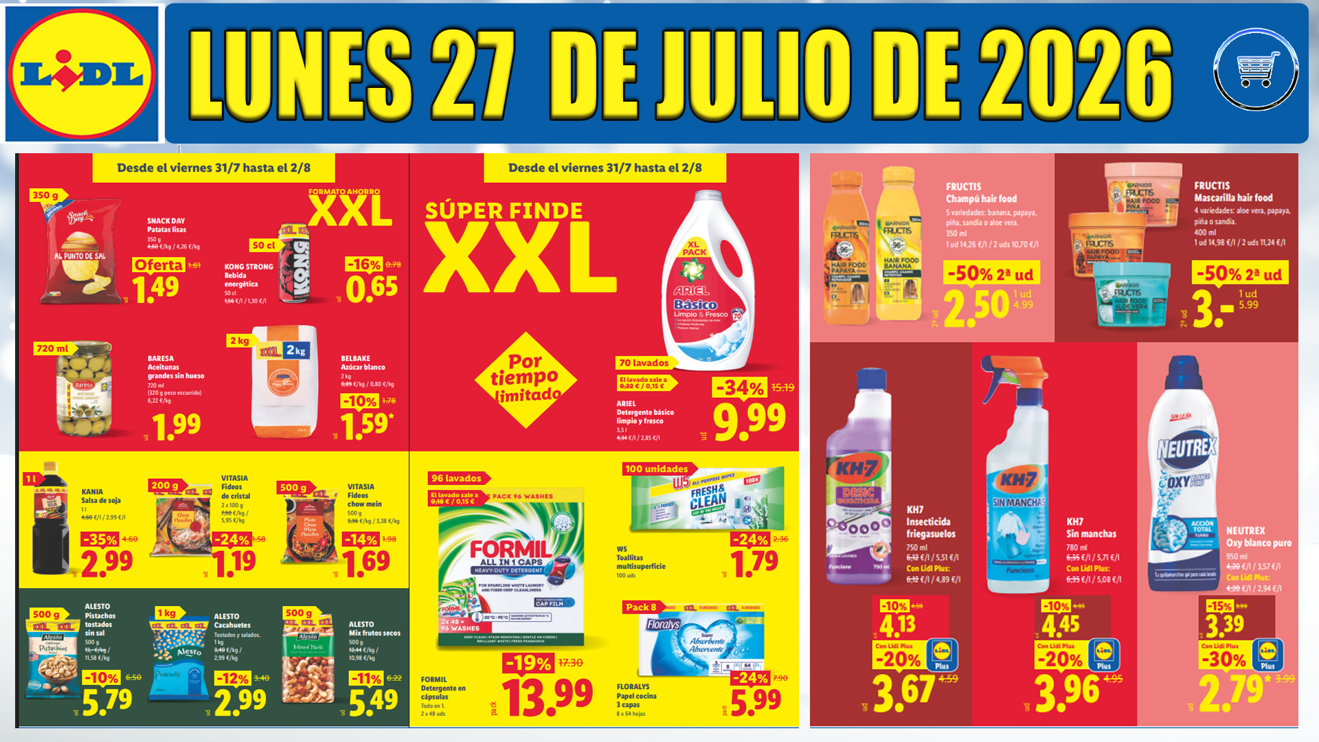 Nuevo catálogo Lidl alimentación del 27 de julio al 2 de agosto de 2026: todas las ofertas con Lidl Plus para ahorrar el doble
