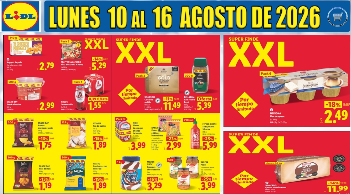 Nuevo folleto Lidl alimentación del 10 al 16 de agosto de 2026: todas las ofertas destacadas de la semana
