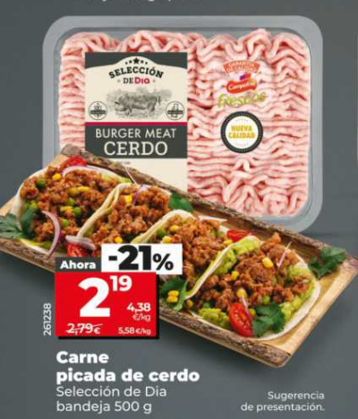 carne picada de cerdo con un 21 % de descuento