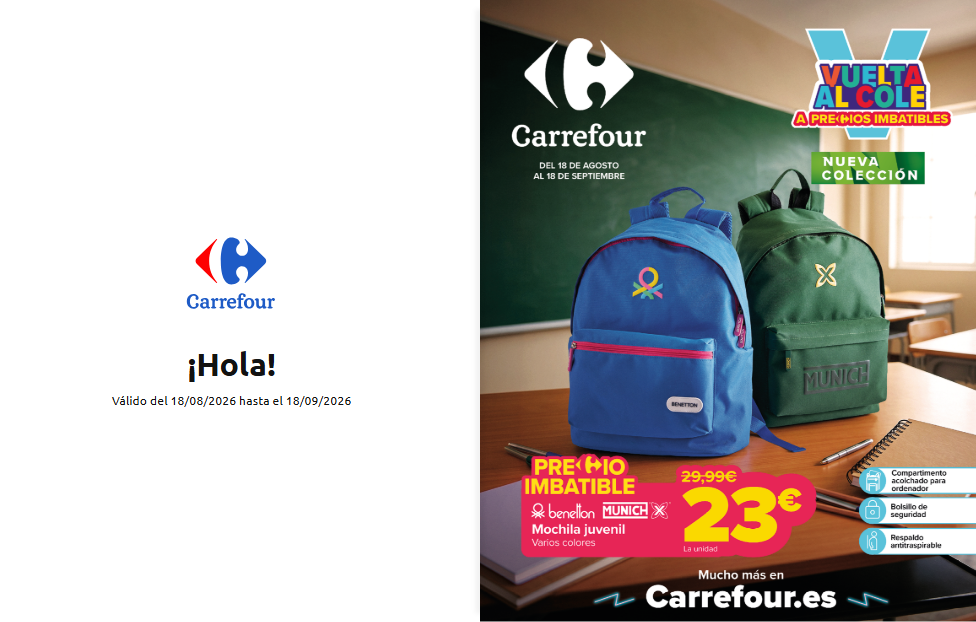 Vuelta al cole Carrefour 2026: ofertas en material escolar, mochilas, tecnología y mucho más hasta el 18 de septiembre