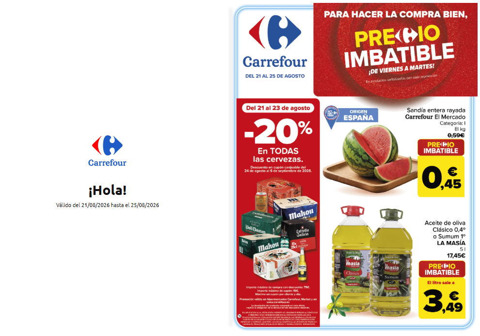 Precio Imbatible Carrefour del 21 al 23 de agosto de 2026