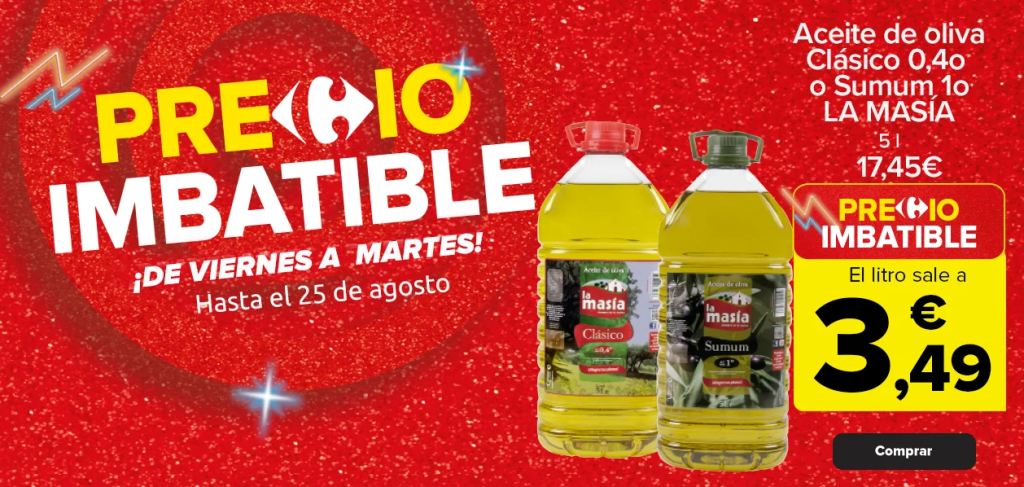 precio imbatible en aceite de oliva: el litro sale a 3,49 euros