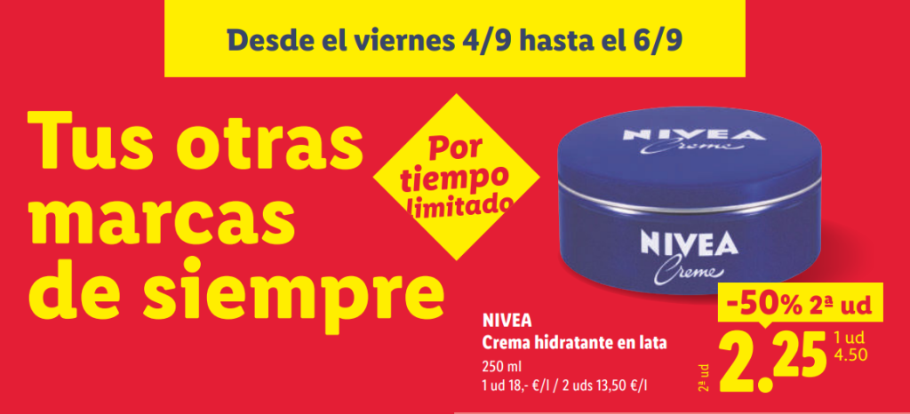 Nivea vuelve con un 50% de descuento en la segunda unidad