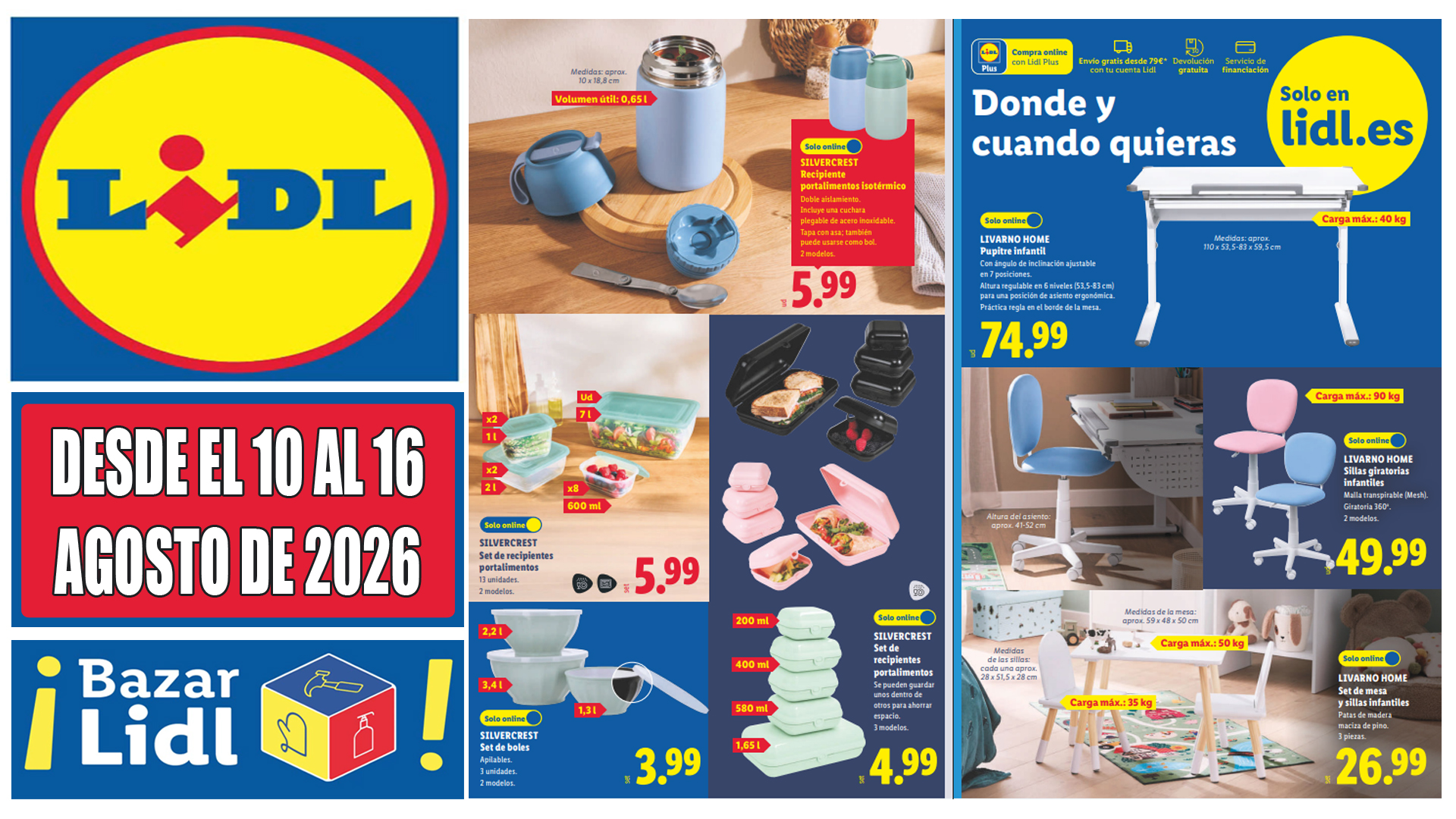 Catálogo Bazar Lidl del 10 al 16 de agosto de 2026: deporte, hogar y las mejores ofertas de la semana