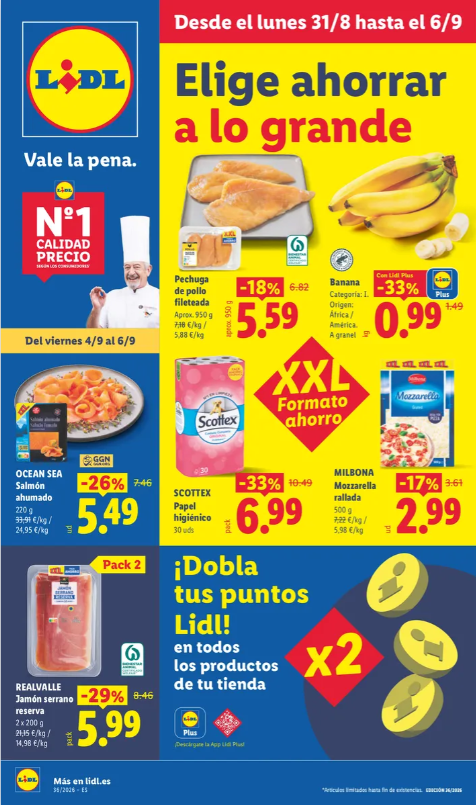 Folleto Lidl Alimentación desde el 31 de agosto de 2026.