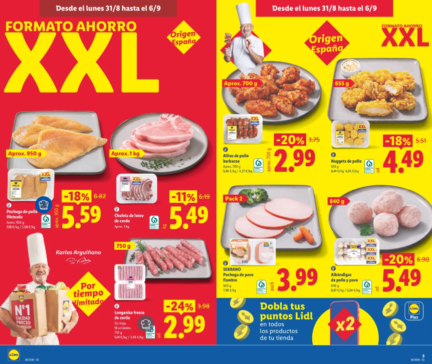Folleto LIDL de alimentación del 31 de agosto al 6 de septiembre