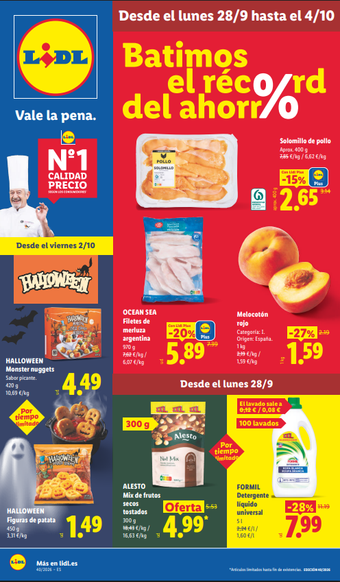👉 Ver todas las ofertas Lidl de alimentación del 28 de septiembre al 4 de octubre