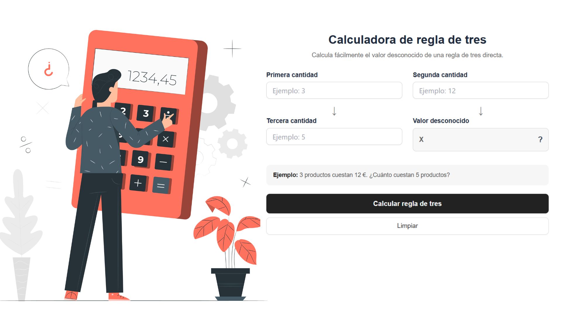 ¿Necesitas calcular una regla de tres y no quieres hacer las operaciones manualmente