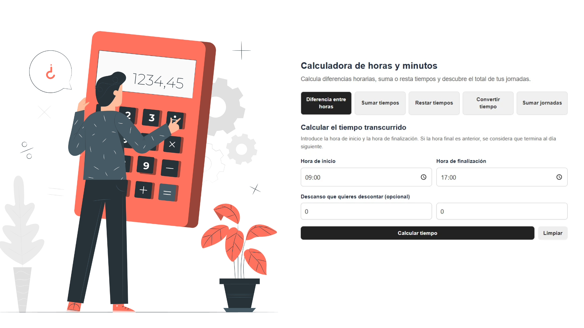 Calculadora de horas y minutos online: suma y resta tiempos